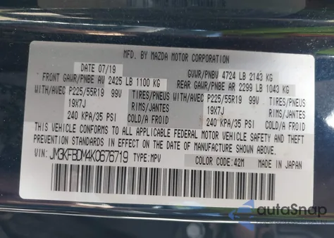 2019 Mazda Cx-5 Grand Touring z USA, uszkodzony, nr VIN JM3KFBDM4K0676719